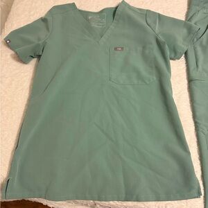 Figs Sage Green V-Neck Scrub Top